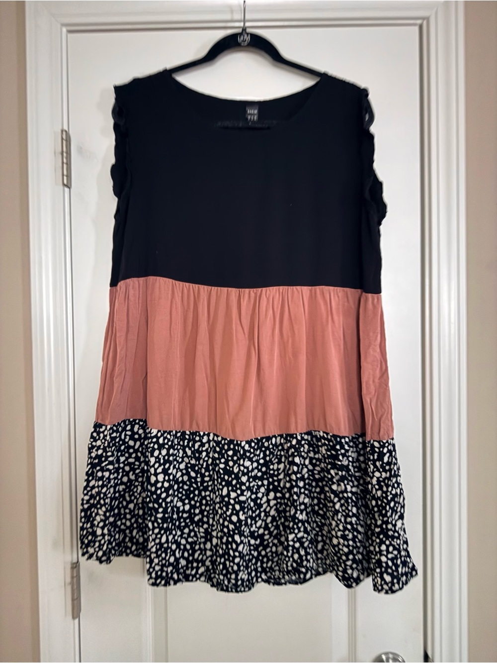 SHEIN Black, Dusty Rose & Black/White Print Tiered Midi Dress
